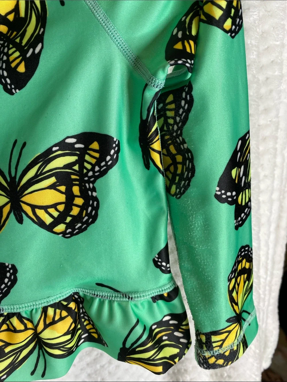 Tea Collection Green and Yellow Butterfly Rashguard Swim Top